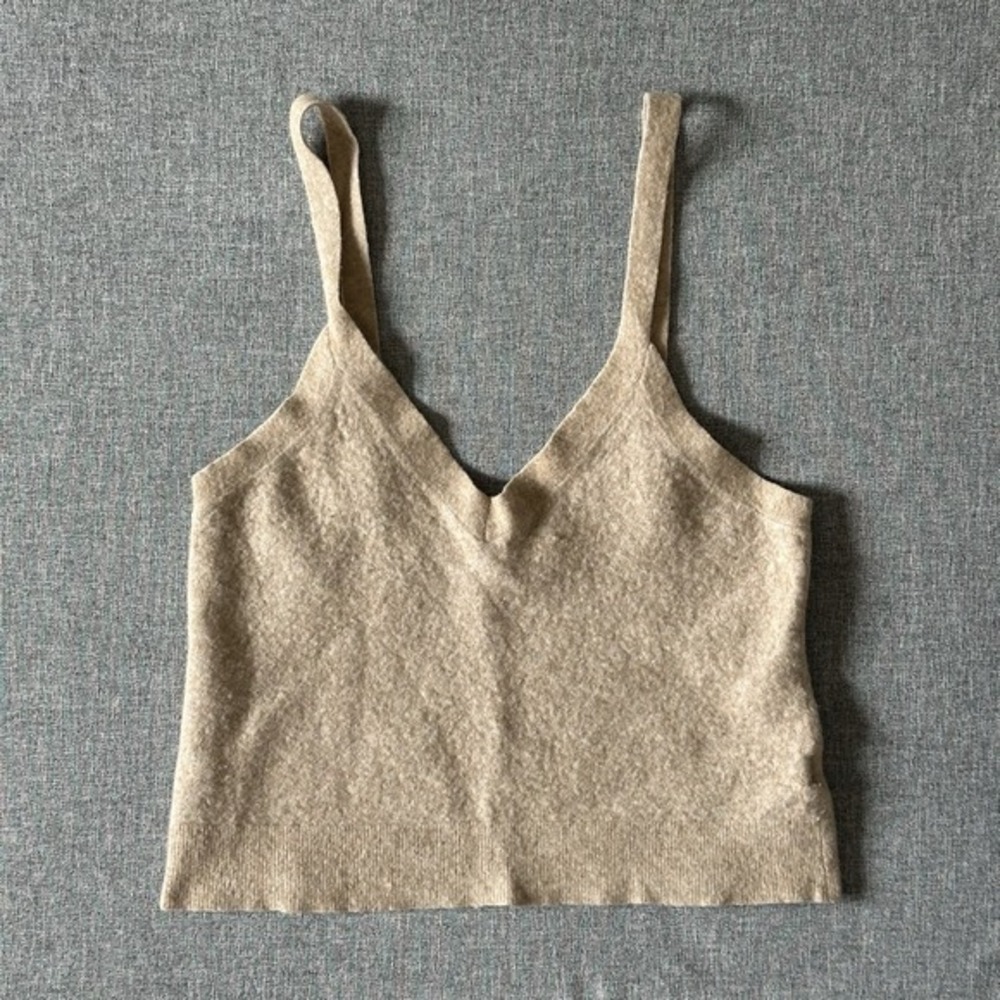 Bailey 44 Beige Wool Blend‎ Top Spaghetti Strap Large
